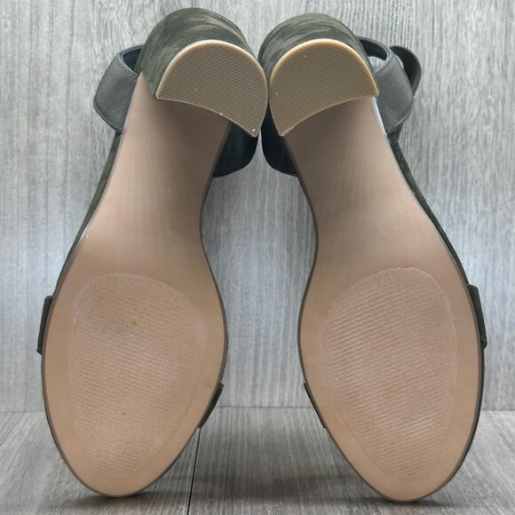 Steve Madden Celebrate Heeled Sandal Womens 9.5M Elastic Ankle Strap Suede Olive - Picture 12 of 13